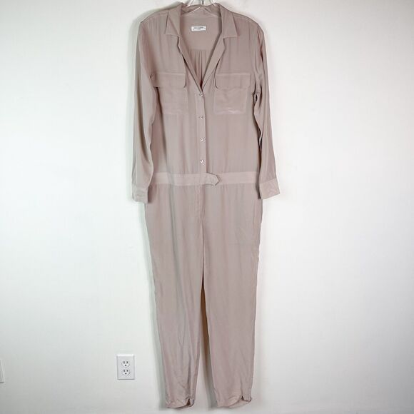 Equipment NWT Long Sleeves Front Buttons Silk Jumpsuit Blush Pink Size S